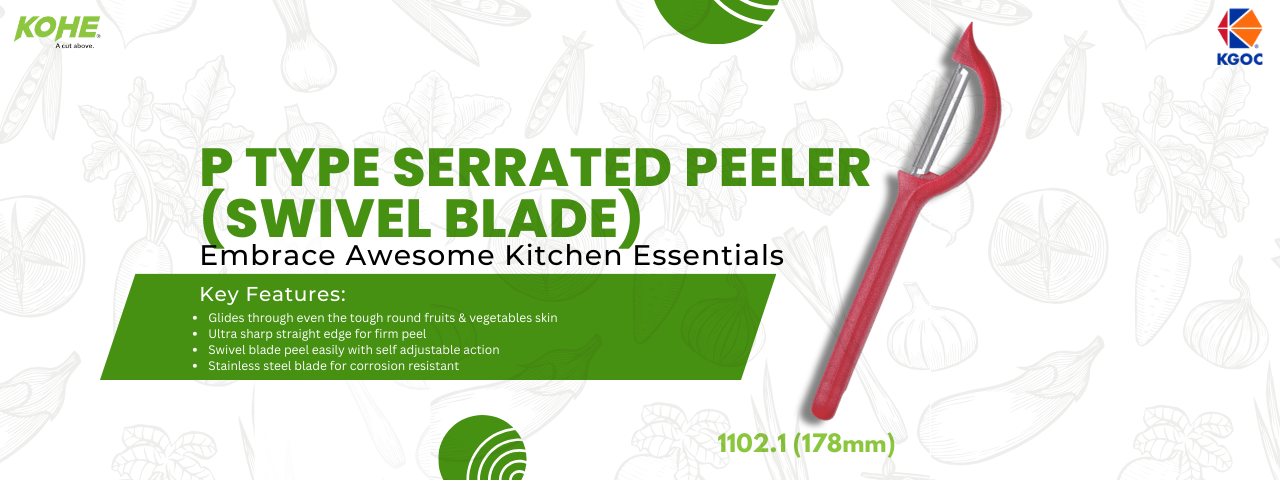 P Type Serrated Peeler with a Swivel Blade